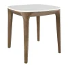 Mesa De Canto Quadrada Em Marmore De Porcelana E Nogueira 2133