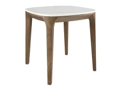 Mesa De Canto Quadrada Em Marmore De Porcelana E Nogueira 2133