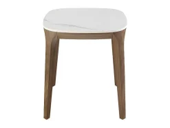Mesa De Canto Quadrada Em Marmore De Porcelana E Nogueira 2133