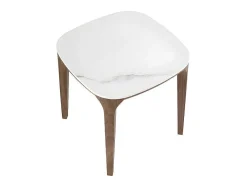 Mesa De Canto Quadrada Em Marmore De Porcelana E Nogueira 2133