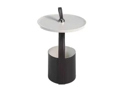 Mesa De Canto Redonda Com Tampo Em Mdf Lacado Na Cor Areia Mate. Punho 2067