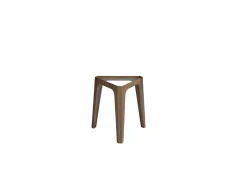 Mesa De Canto Triangular Em Vidro E Madeira De Nogueira 2107