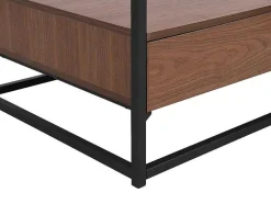 Mesa De Centro Com 2 Gavetas Em Mdf, Vidro Temperado E Metal Natural Escuro - Camata
