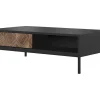 Mesa De Centro Com 2 Gavetas E 2 Nichos Preto E Natural Escuro - Mialine