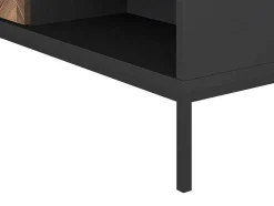 Mesa De Centro Com 2 Gavetas E 2 Nichos Preto E Natural Escuro - Mialine