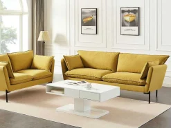 Mesa De Centro Com Tampo Giratorio, 2 Gavetas E 2 Nichos Mdf Lacado A Branco - Ilya