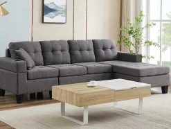 Mesa De Centro Com Tampo Levadico E 1 Gaveta Mdf E Aco Natural E Branco - Balun