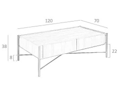 Mesa De Centro Em Nogueira E Aco 2121