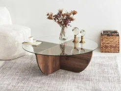 Mesa De Centro Em Vidro Temperado Natural E Transparente - Aysun