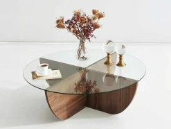 Mesa De Centro Em Vidro Temperado Natural E Transparente - Aysun