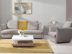 Mesa De Centro Fausto - Tampo Giratorio - Mdf Lacado Branco E Carvalho