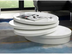 Mesa De Centro Giratoria Oval - Mdf Lacado - Branco - Circus