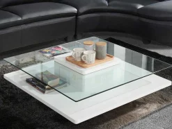Mesa De Centro Isania - Vidro Temperado & Mdf Branco