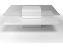 Mesa De Centro Isania - Vidro Temperado & Mdf Branco
