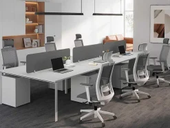 Mesa De Escritório 6 Péssoas Branco C120 Cm Com Separadores - Downtown