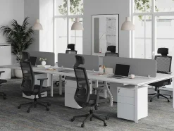Mesa De Escritório 6 Péssoas Branco C120 Cm Com Separadores - Downtown