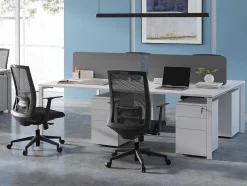 Mesa De Escritório 4 Péssoas Branco C140 Cm, Com Separador - Downtown