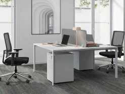 Mesa De Escritório 2 Péssoas Branco C160 Cm, Com Separador - Downtown