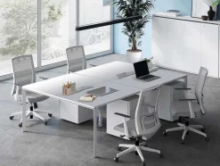 Mesa De Escritório 4 Péssoas Branco C140 Cm - Downtown