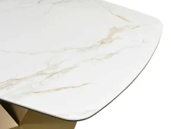 Mesa De Jantar De 6 Lugares Em Ceramica E Metal Efeito Marmore Branco E Dourado - Porelima De Pascal Morabito