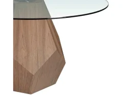 Mesa De Jantar Em Madeira De Nogueira E Vidro 1093