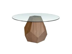 Mesa De Jantar Em Madeira De Nogueira E Vidro 1093