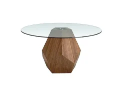 Mesa De Jantar Em Madeira De Nogueira E Vidro 1093
