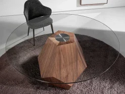 Mesa De Jantar Em Madeira De Nogueira E Vidro 1093