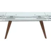 Mesa De Jantar Extensivel Altamira - 6 A 8 Lugares - Vidro Temperado E Metal Efeito Nogueira