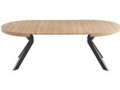 Mesa De Jantar Extensivel 4 A 8 Lugares Em Mdf E Aco Natural E Preto - Komoni