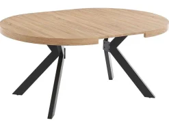 Mesa De Jantar Extensivel 4 A 8 Lugares Em Mdf E Aco Natural E Preto - Komoni