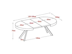 Mesa De Jantar Extensivel 4 A 8 Lugares Em Mdf E Aco Natural E Preto - Komoni