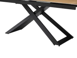 Mesa De Jantar Extensivel 6 A 10 Lugares Em Ceramica, Vidro Temperado E Metal Natural Claro E Preto - Xerena De Pascal Morabito