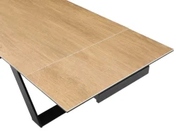 Mesa De Jantar Extensivel 6 A 10 Lugares Em Ceramica, Vidro Temperado E Metal Natural Claro E Preto - Xerena De Pascal Morabito