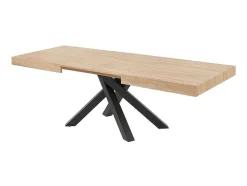Mesa De Jantar Extensivel 6 A 10 Lugares Em Mdf E Metal Natural E Preto - Catonav
