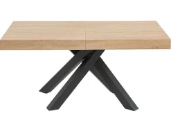 Mesa De Jantar Extensivel 6 A 10 Lugares Em Mdf E Metal Natural E Preto - Catonav