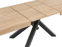Mesa De Jantar Extensivel 6 A 10 Lugares Em Mdf E Metal Natural E Preto - Catonav