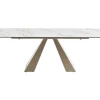 Mesa De Jantar Extensivel 6 A 10 Lugares Em Ceramica E Metal, Efeito Marmore Branco E Bege - Lozipa De Pascal Morabito