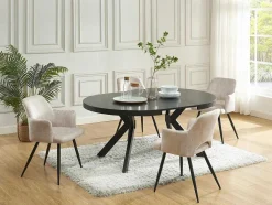 Mesa De Jantar Extensivel 4 A 8 Lugares Em Mdf E Aco Preto - Komoni