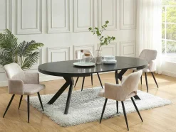 Mesa De Jantar Extensivel 4 A 8 Lugares Em Mdf E Aco Preto - Komoni