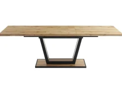 Mesa De Jantar Extensivel 6 A 10 Lugares Em Mdf E Metal Natural E Preto - Viteno