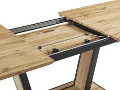 Mesa De Jantar Extensivel 6 A 10 Lugares Em Mdf E Metal Natural E Preto - Viteno