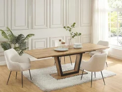 Mesa De Jantar Extensivel 6 A 10 Lugares Em Mdf E Metal Natural E Preto - Viteno