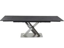 Mesa De Jantar Extensivel 6 A 8 Lugares Em Ceramica E Metal Efeito Marmore Preto - Thylia