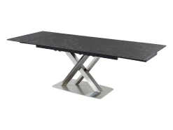 Mesa De Jantar Extensivel 6 A 8 Lugares Em Ceramica E Metal Efeito Marmore Preto - Thylia
