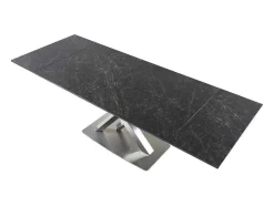 Mesa De Jantar Extensivel 6 A 8 Lugares Em Ceramica E Metal Efeito Marmore Preto - Thylia