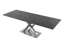 Mesa De Jantar Extensivel 6 A 8 Lugares Em Ceramica E Metal Efeito Marmore Preto - Thylia