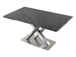 Mesa De Jantar Extensivel 6 A 8 Lugares Em Ceramica E Metal Efeito Marmore Preto - Thylia
