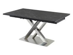Mesa De Jantar Extensivel 6 A 8 Lugares Em Ceramica E Metal Efeito Marmore Preto - Thylia
