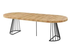 Mesa De Jantar Extensivel De 2 A 12 Lugares Em Mdf E Aco Natural E Preto - Firela